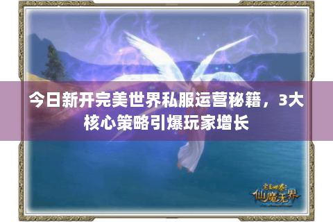 今日新开完美世界私服运营秘籍，3大核心策略引爆玩家增长