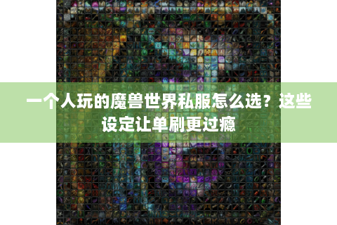 一个人玩的魔兽世界私服怎么选？这些设定让单刷更过瘾