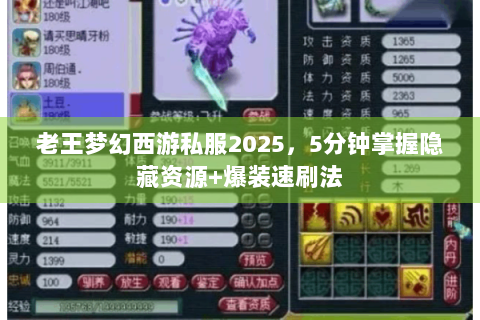 老王梦幻西游私服2025，5分钟掌握隐藏资源+爆装速刷法