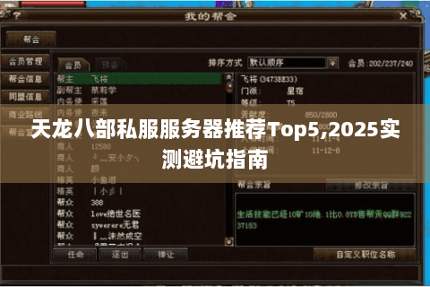 天龙八部私服服务器推荐Top5,2025实测避坑指南