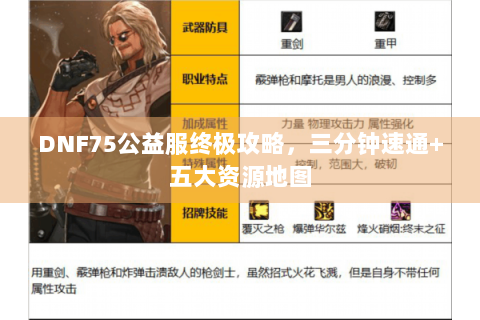 DNF75公益服终极攻略，三分钟速通+五大资源地图