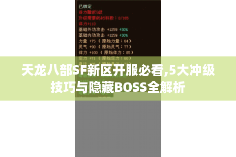 天龙八部SF新区开服必看,5大冲级技巧与隐藏BOSS全解析