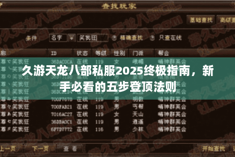 久游天龙八部私服2025终极指南，新手必看的五步登顶法则