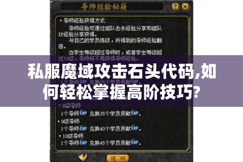 私服魔域攻击石头代码,如何轻松掌握高阶技巧?