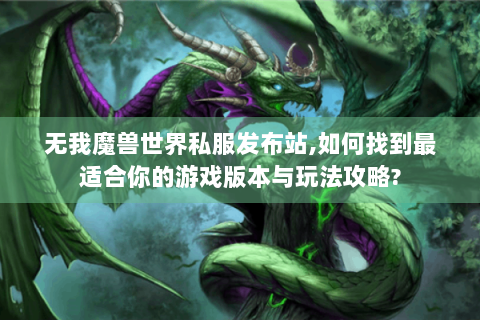 无我魔兽世界私服发布站,如何找到最适合你的游戏版本与玩法攻略?