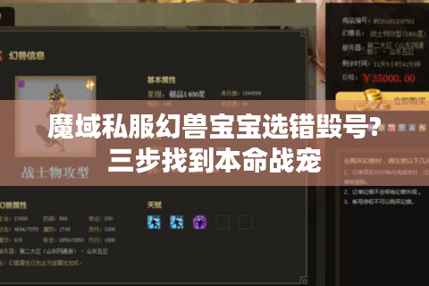 魔域私服幻兽宝宝选错毁号?三步找到本命战宠