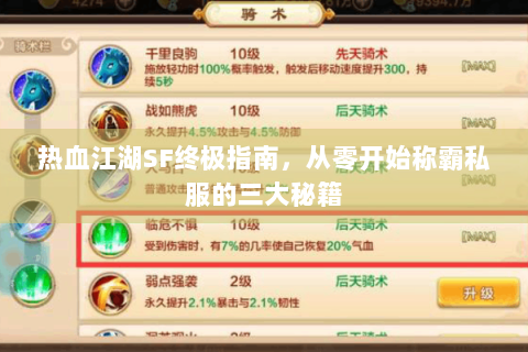 热血江湖SF终极指南，从零开始称霸私服的三大秘籍