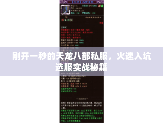 刚开一秒的天龙八部私服，火速入坑选服实战秘籍