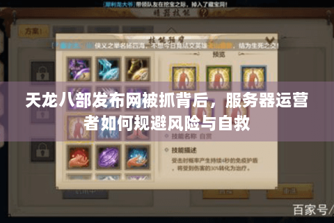天龙八部发布网被抓背后，服务器运营者如何规避风险与自救