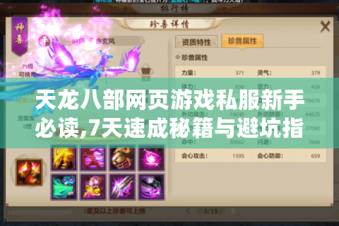 天龙八部网页游戏私服新手必读,7天速成秘籍与避坑指南