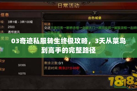 03奇迹私服转生终极攻略，3天从菜鸟到高手的完整路径