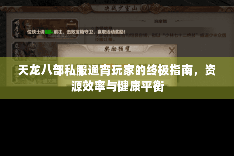 天龙八部私服通宵玩家的终极指南，资源效率与健康平衡