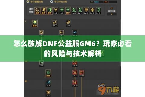 怎么破解DNF公益服GM6？玩家必看的风险与技术解析