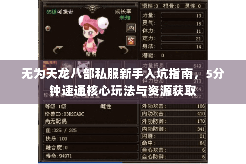 无为天龙八部私服新手入坑指南，5分钟速通核心玩法与资源获取