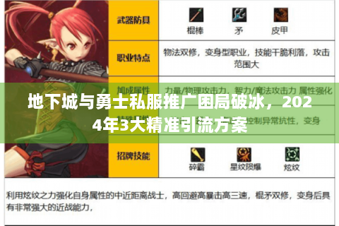 地下城与勇士私服推广困局破冰，2024年3大精准引流方案