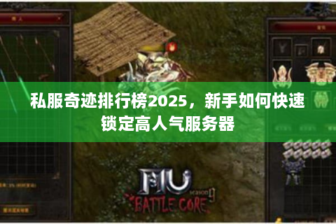 私服奇迹排行榜2025，新手如何快速锁定高人气服务器