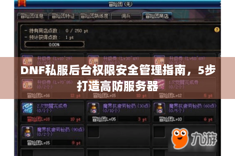 DNF私服后台权限安全管理指南，5步打造高防服务器