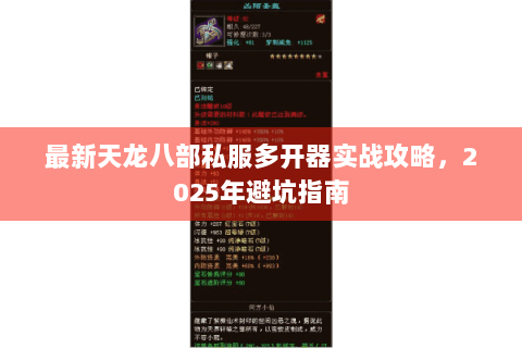 最新天龙八部私服多开器实战攻略，2025年避坑指南