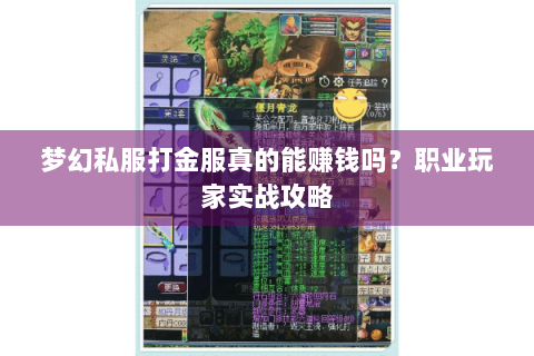 梦幻私服打金服真的能赚钱吗？职业玩家实战攻略