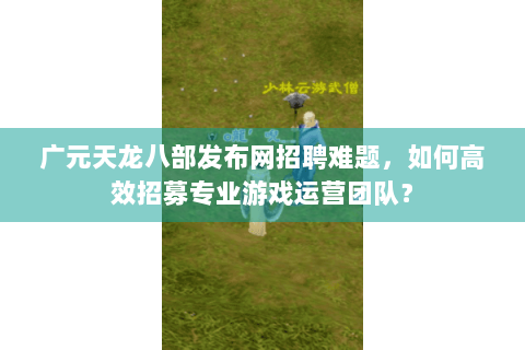 广元天龙八部发布网招聘难题，如何高效招募专业游戏运营团队？