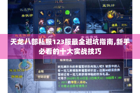 天龙八部私服123服最全避坑指南,新手必看的十大实战技巧