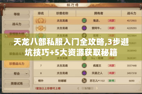 天龙八部私服入门全攻略,3步避坑技巧+5大资源获取秘籍