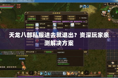 天龙八部私服进去就退出？资深玩家亲测解决方案