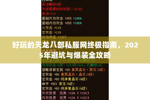 好玩的天龙八部私服网终极指南，2025年避坑与爆装全攻略