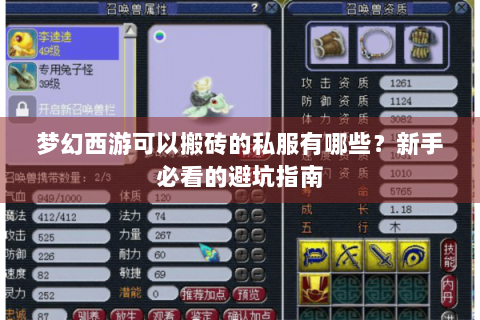 梦幻西游可以搬砖的私服有哪些？新手必看的避坑指南