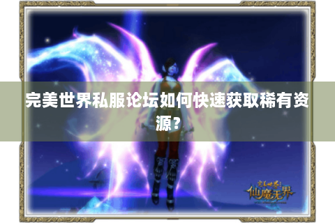 完美世界私服论坛如何快速获取稀有资源？