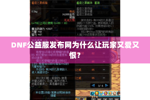 DNF公益服发布网为什么让玩家又爱又恨？