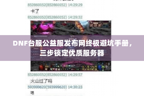 DNF台服公益服发布网终极避坑手册，三步锁定优质服务器