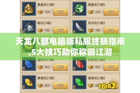 天龙八部电脑版私服终极指南,5大技巧助你称霸江湖