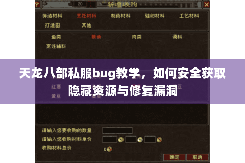 天龙八部私服bug教学，如何安全获取隐藏资源与修复漏洞