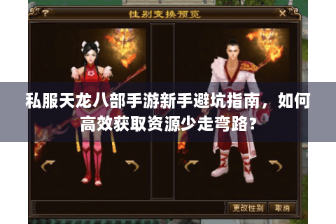 私服天龙八部手游新手避坑指南，如何高效获取资源少走弯路？