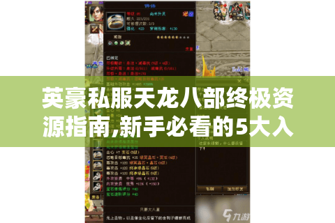 英豪私服天龙八部终极资源指南,新手必看的5大入门秘籍