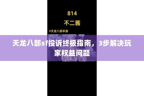 天龙八部sf投诉终极指南，3步解决玩家权益问题