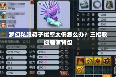 梦幻私服箱子爆率太低怎么办？三招教你刷满背包
