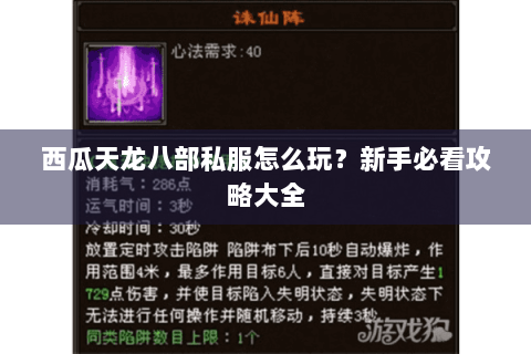 西瓜天龙八部私服怎么玩？新手必看攻略大全