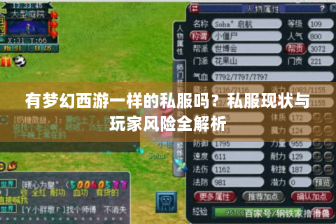 有梦幻西游一样的私服吗？私服现状与玩家风险全解析