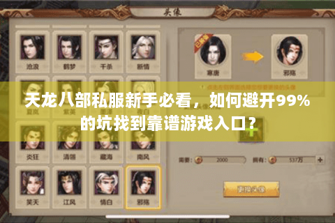 天龙八部私服新手必看，如何避开99%的坑找到靠谱游戏入口？