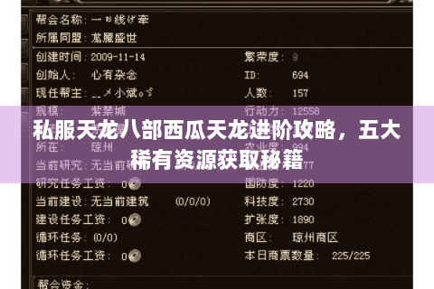 私服天龙八部西瓜天龙进阶攻略，五大稀有资源获取秘籍