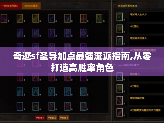 奇迹sf圣导加点最强流派指南,从零打造高胜率角色