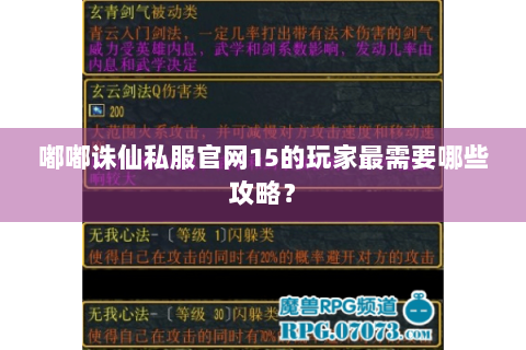 嘟嘟诛仙私服官网15的玩家最需要哪些攻略？