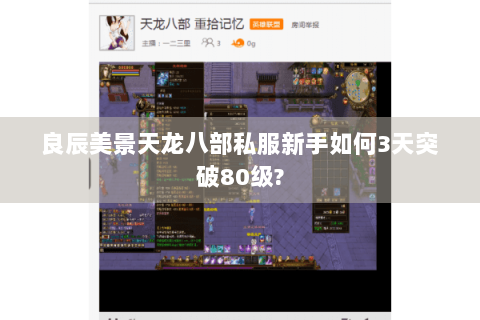 良辰美景天龙八部私服新手如何3天突破80级?