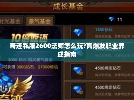 奇迹私服2600法师怎么玩?高爆发职业养成指南