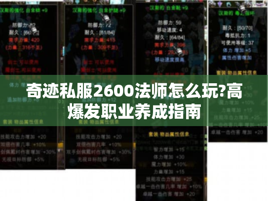 奇迹私服2600法师怎么玩?高爆发职业养成指南