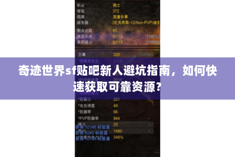 奇迹世界sf贴吧新人避坑指南，如何快速获取可靠资源？