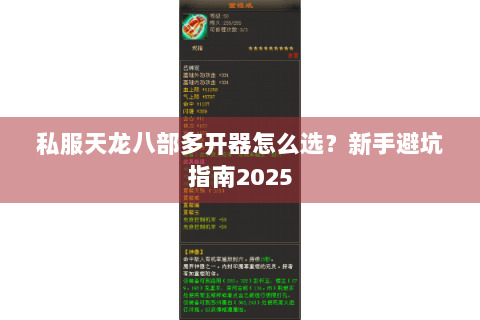 私服天龙八部多开器怎么选？新手避坑指南2025
