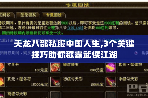 天龙八部私服中国人生,3个关键技巧助你称霸武侠江湖